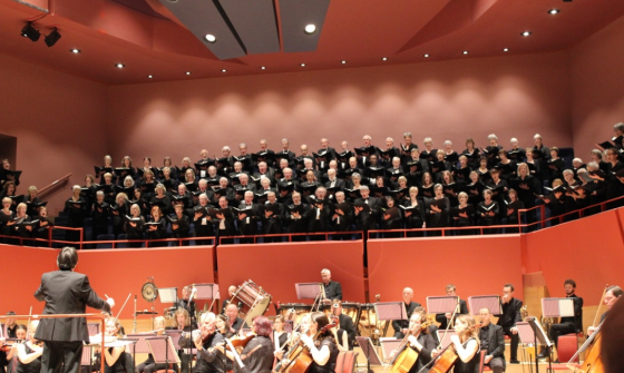 A photo of the Basingstoke Choral Society and orchestra from their 2017 performance at The Anvil.