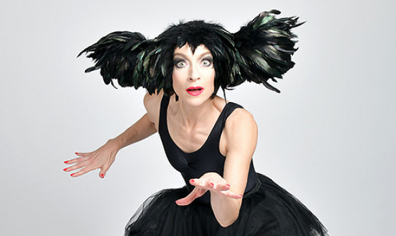 A lady jumps in the air