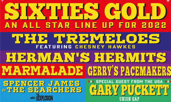a colourful photo with the names of the shows performance line-up