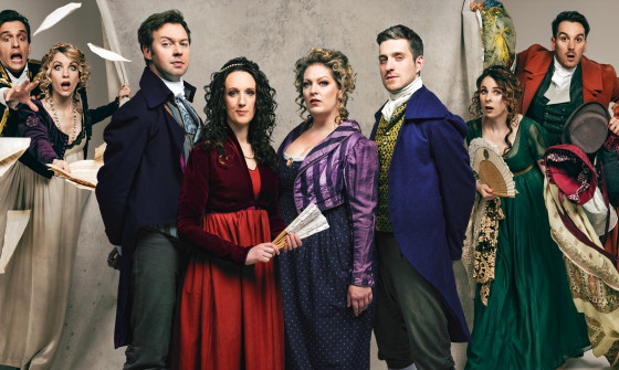 The cast of Austentatious in period costume