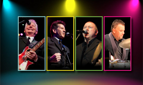 Photos of members of The Searchers with different coloured outlines around the boxes